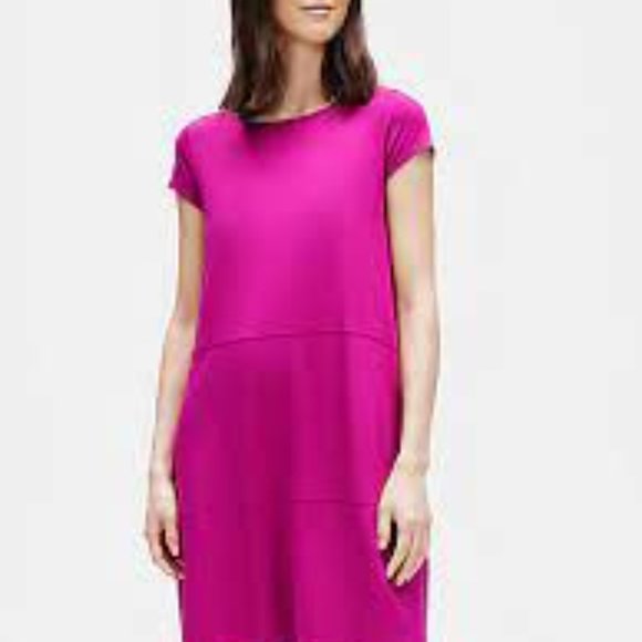 Eileen Fisher Dresses & Skirts - 🆕 Eileen Fisher Bateau Magenta Viscose Jersey Dress NWT
